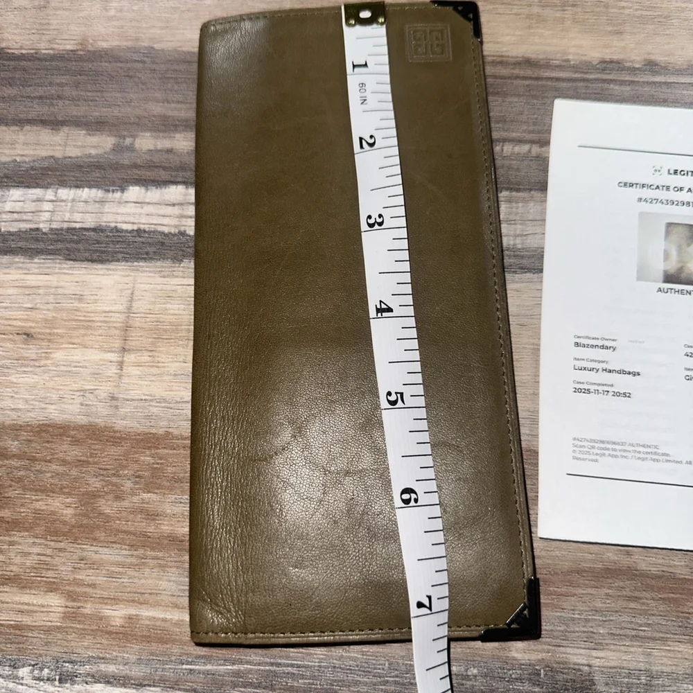 Givenchy Olive Green Long Leather Wallet